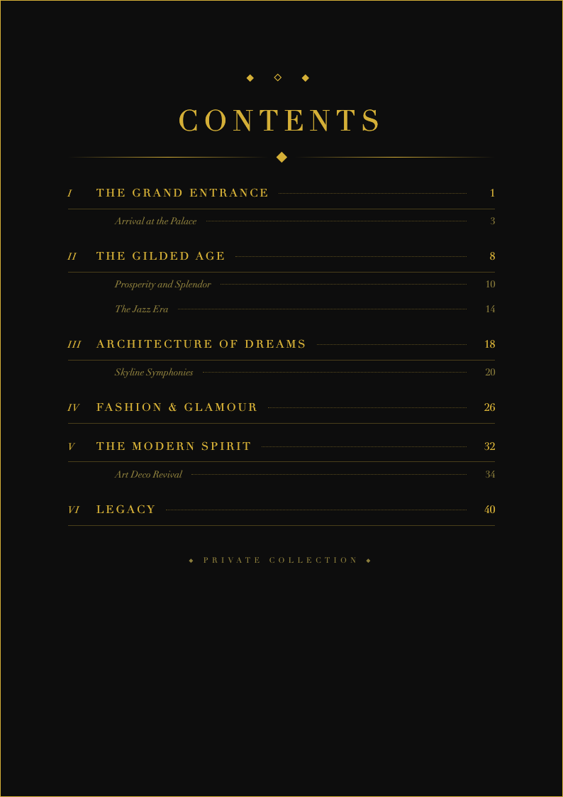 Art deco modern table of contents
